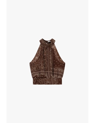 Top estampado bandana com decote americano Please