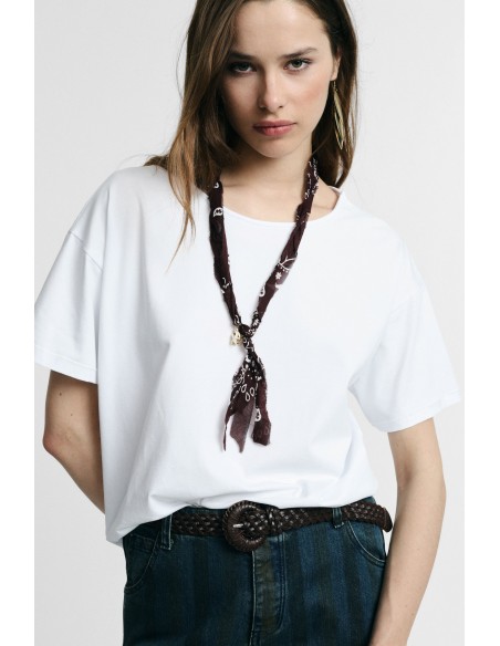 T-shirt de manga curta com detalhes foulard Please