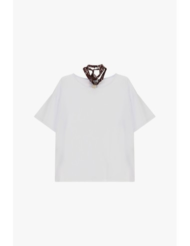 T-Shirt De Mangas Curtas Com Detalhes De Foulard Please