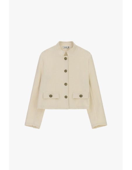 Casaco-camisa curto com botões e bolsos Por favor