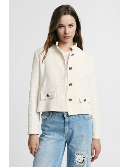 Camisa-casaco curta com botões e bolsos Please