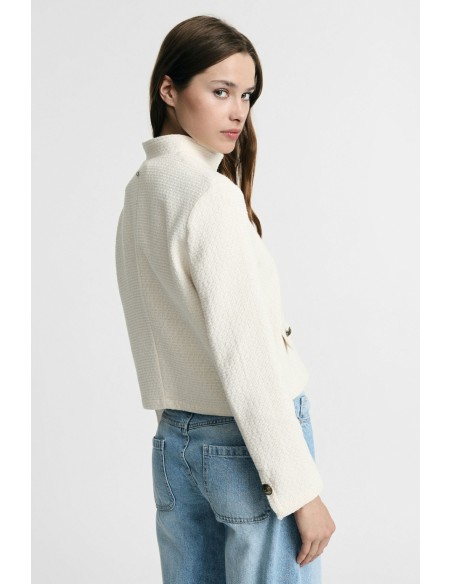 Casaco-camisa curto com botões e bolsos Please