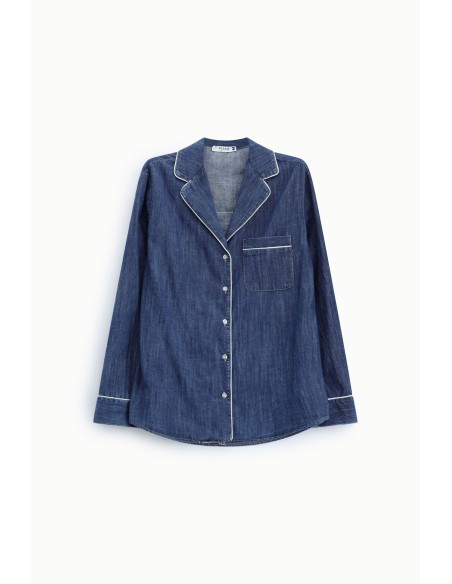 Camisa de corte regular com piping e bolso de peito Please