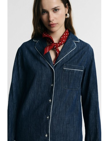 Camisa Regular-Fit com Piping e Bolso de Peito Please