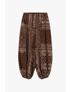 Calças palazzo com estampa bandana e barra elástica Please 2