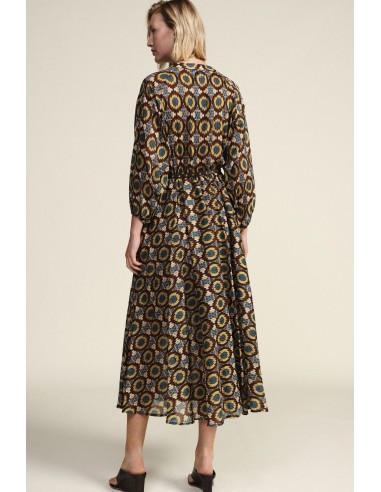 Vestido Longo com Estampa Geométrica e Cinto Dixie