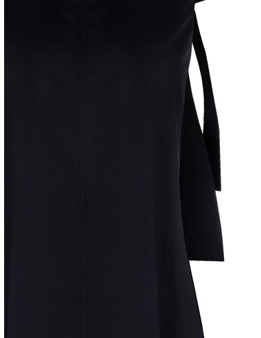 Vestido midi amplo com corte trapézio em algodão com laço nas costas Rinascimento