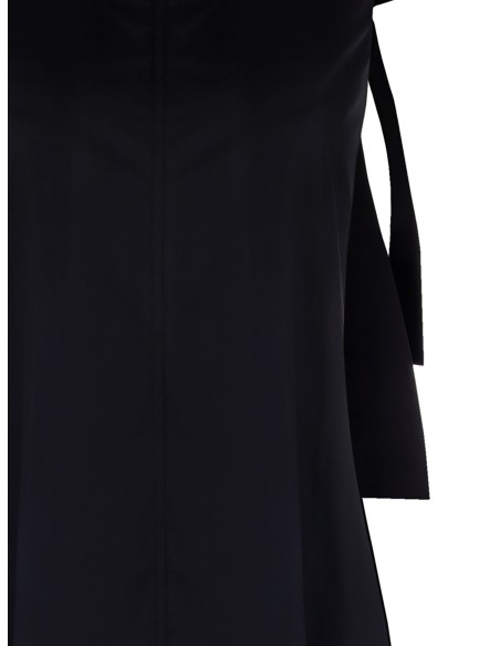 Vestido midi amplo com corte trapézio em algodão com laço nas costas Rinascimento