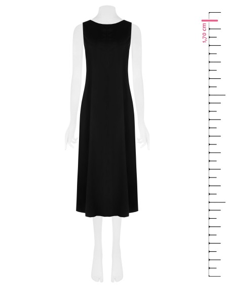 Vestido midi amplo em corte trapezoidal em algodão com laço nas costas Rinascimento