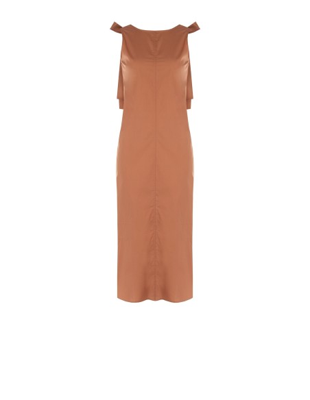 Vestido midi amplo em corte trapézio em algodão com laço nas costas Rinascimento