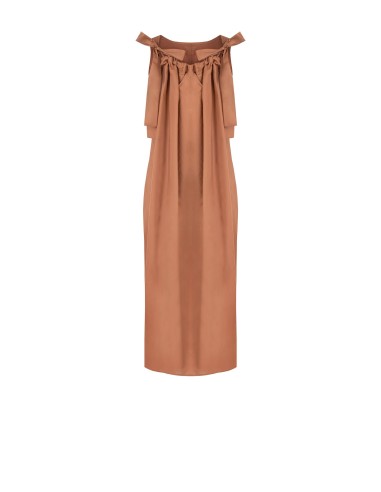 Vestido Midi Amplo em Algodão com Laço nas Costas Rinascimento