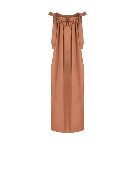 Vestido Midi Amplo em Algodão com Laço nas Costas Rinascimento