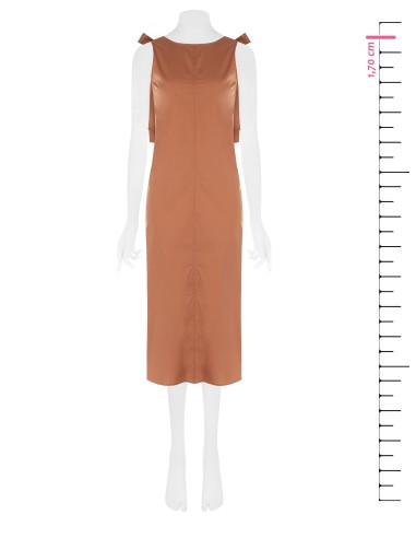 Vestido midi amplo em trapézio de algodão com laço nas costas Rinascimento