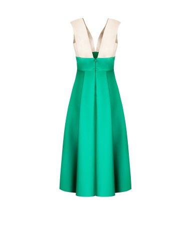 Vestido midi em cetim duchesse com blocos de cor e bolsos Rinascimento