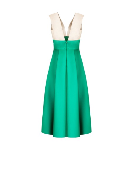 Vestido midi em cetim duchesse com blocos de cor e bolsos Rinascimento