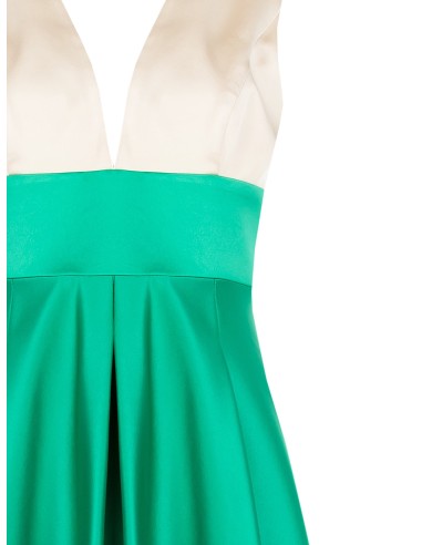 Vestido Midi em Cetim Duchesse com Blocos de Cores e Bolsos Rinascimento