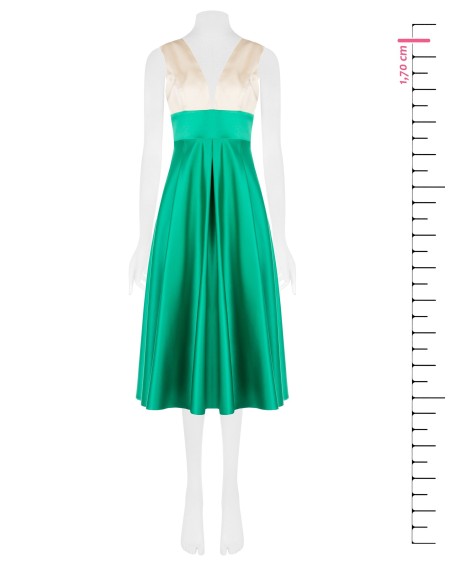 Vestido midi em cetim duchesse com blocos de cor e bolsos Rinascimento