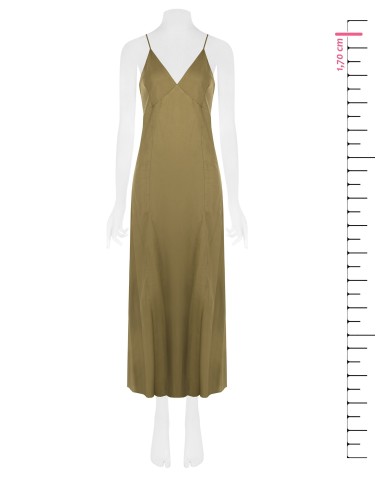 Vestido maxi em mistura de viscose e linho com alças finas cruzadas nas costas Rinascimento