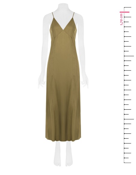 Vestido maxi em mistura de viscose e linho com alças finas cruzadas nas costas Rinascimento