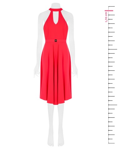 Vestido midi rodado em tecido fluido com cinto rígido com logótipo RR Rinascimento