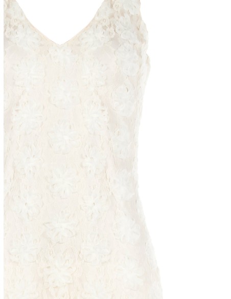 Vestido longo de corte sereia coberto de rosas em tule em relevo Rinascimento