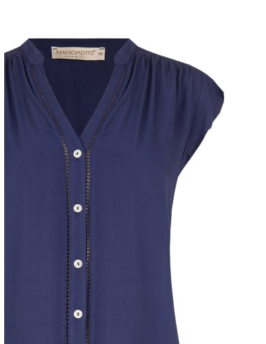 Camisa ampla e fluida em viscose com decote em V Rinascimento