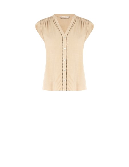 Camisa ampla e fluida em viscose com decote em V Rinascimento