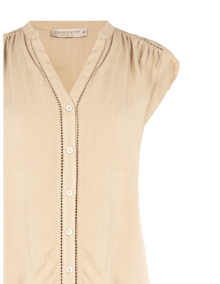 Camisa ampla e fluida em viscose com decote em V Rinascimento