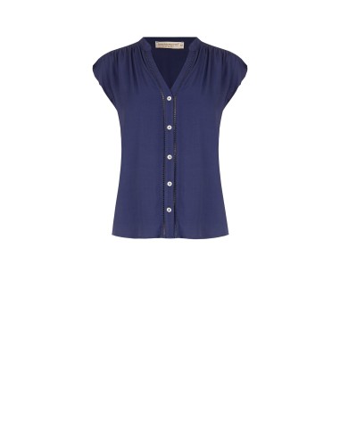 Camisa ampla e fluida em viscose com decote em V Rinascimento