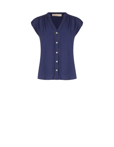 Camisa ampla e fluida em viscose com decote em V Rinascimento