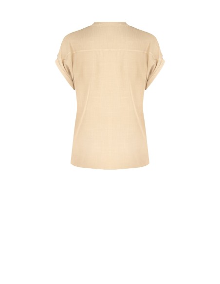 Camisa ampla e fluida em viscose com mangas curtas e decote em V Rinascimento