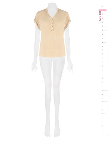 Camisa ampla e fluida em viscose com mangas curtas e decote em V Rinascimento