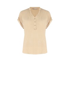 Camisa Ampla e Fluida em Viscose, de Mangas Curtas e com Decote em V Rinascimento