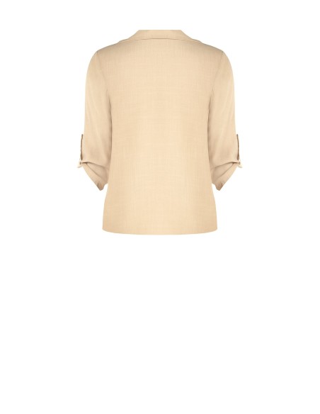 Camisa oversize e fluida em viscose com decote em V e bolsos pequenos Rinascimento