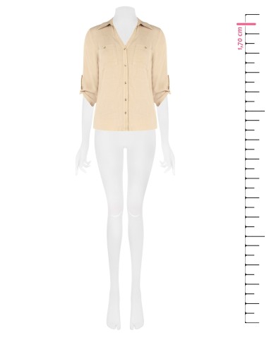 Camisa Oversize E Fluida Em Viscose Com Decote Em V E Bolsos Pequenos Rinascimento