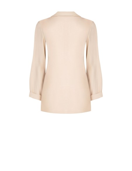 Blazer em mistura de viscose com broche de coral sem alças Rinascimento