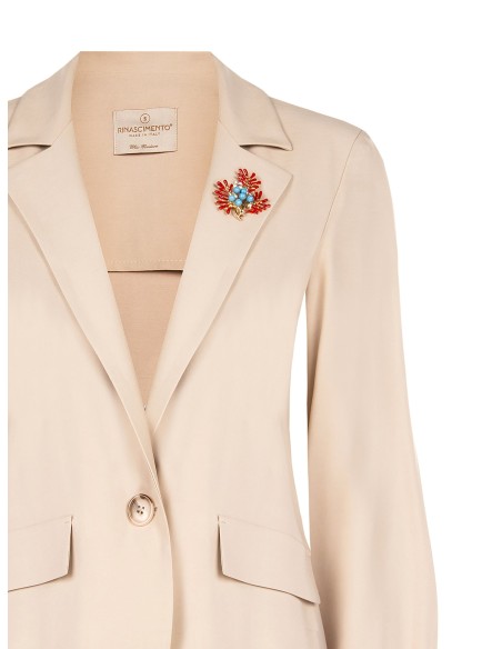 Blazer em mistura de viscose com broche coral sem alças Rinascimento