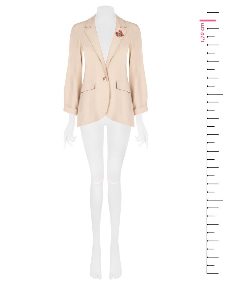 Blazer em mistura de viscose com broche coral sem alças Rinascimento