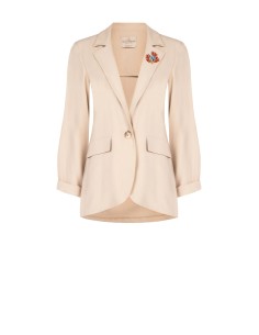 Blazer em mistura de viscose com broche coral sem ombreiras Rinascimento