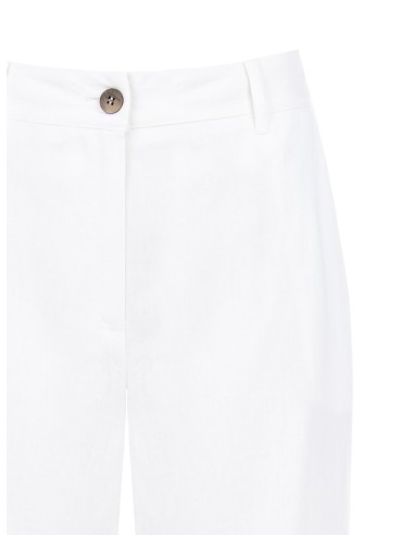 Calças retas em mistura de linho e viscose com bolsos e elástico atrás Rinascimento