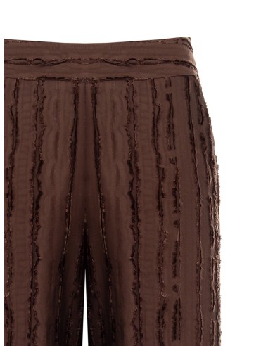 Calças Palazzo em Mistura de Viscose às Riscas, com Franjas e Bolsos Rinascimento