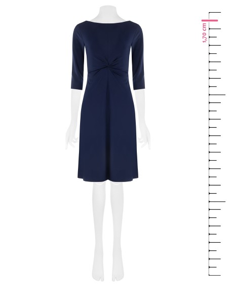 Vestido evasê com franzido em ponto Milano leve Rinascimento
