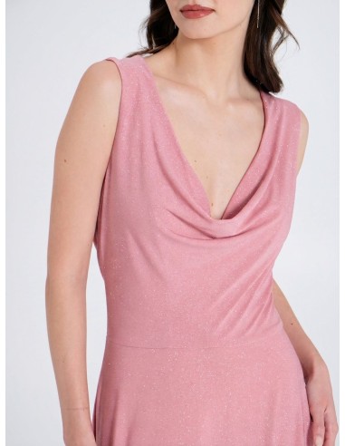Vestido longo com glitter e decote nas costas Rinascimento