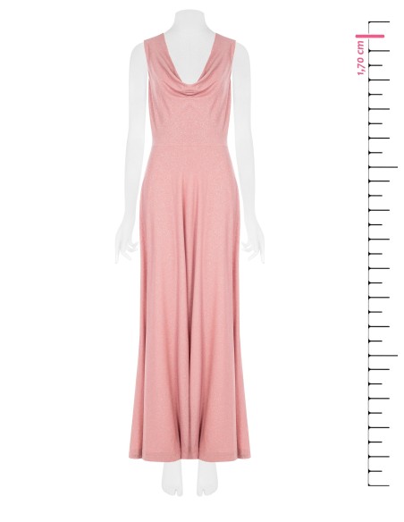 Vestido longo com glitter e decote nas costas Rinascimento