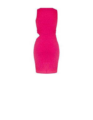 Vestido Curto Justo em Lurex Franzido com Cut-out na Lateral Rinascimento