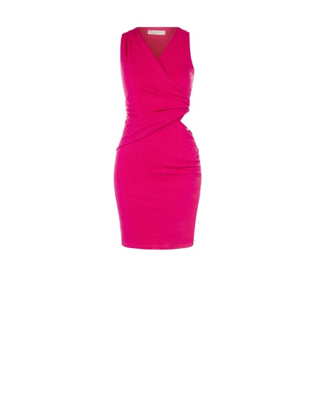 Vestido Curto Justo Em Lurex Franzido Com Cut-Out Na Anca Rinascimento