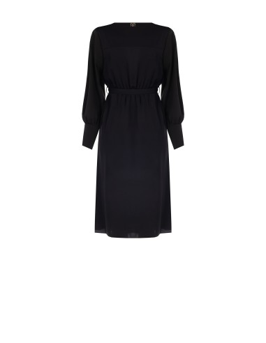 Vestido Midi Decote Cruzado em Cetim com Cinto Coordenado e Alças Rinascimento