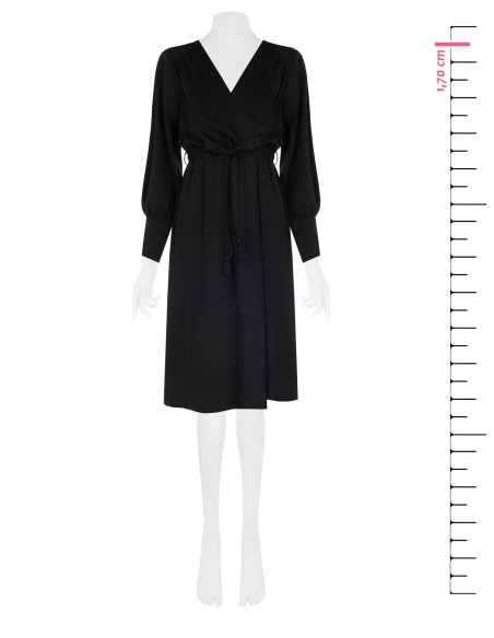 Vestido Midi Decote Cruzado Em Cetim Com Cinto Coordenado E Alças Rinascimento