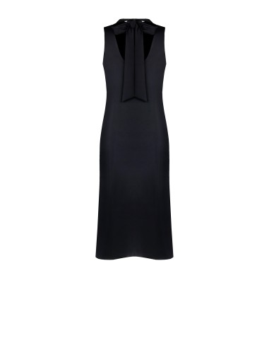 Vestido Midi Trapézio em Cetim com Laço Atrás Rinascimento