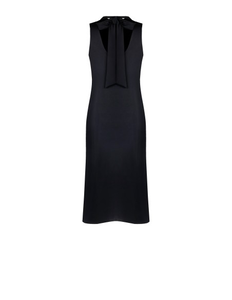 Vestido Midi Trapézio em Cetim com Laço Atrás Rinascimento